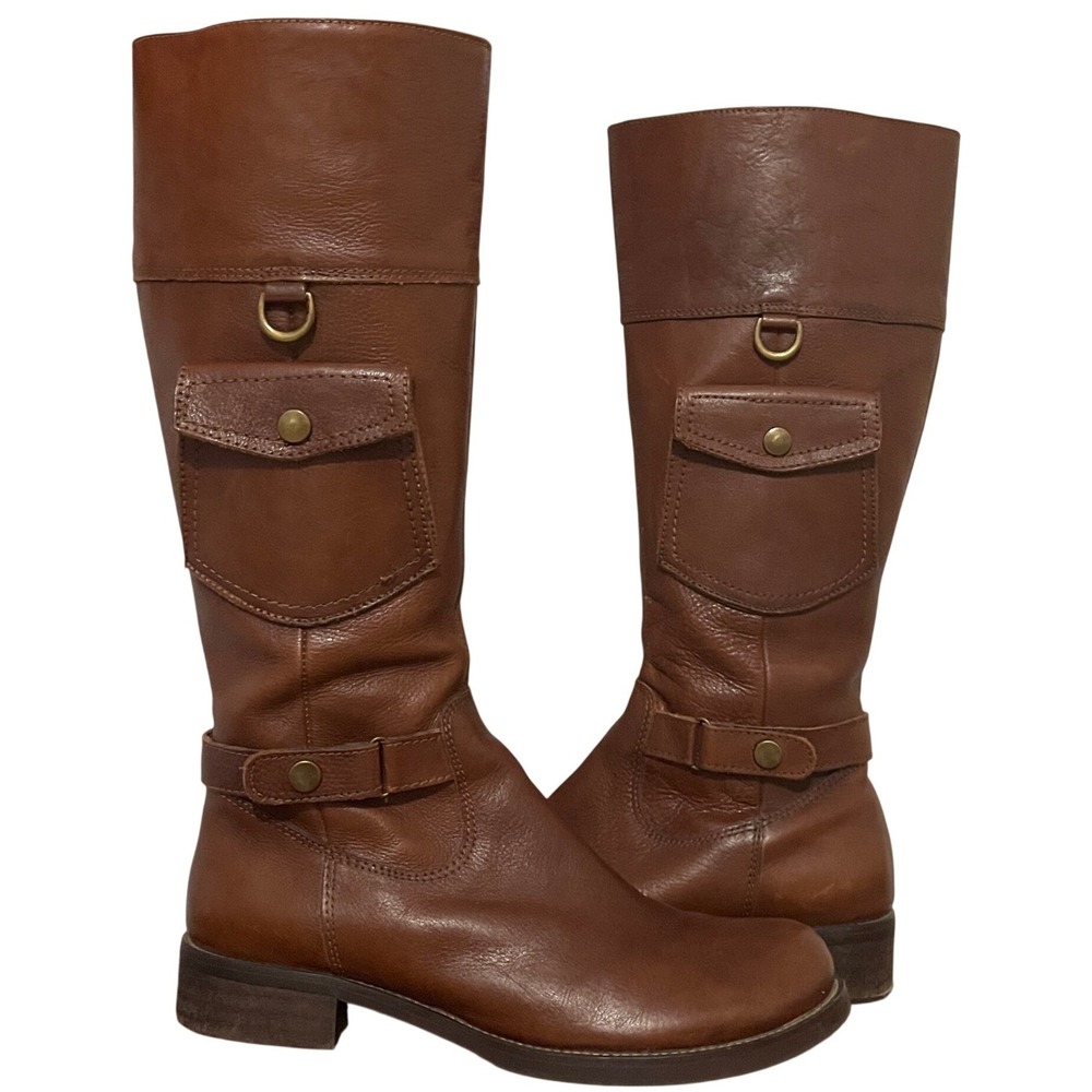 Miz Mooz Brown Leather Riding Boot Side Pocket Zip Up‎ Calf Boot 7.5 - Picture 4 of 14